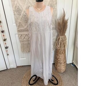 Vintage Neutral Boho Overall Maxi Dress